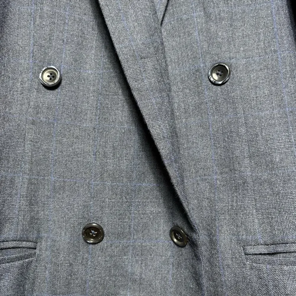 Bombay Town Japan Custom Blue Plaid Check Double Breasted Blazer Suit Coat 40